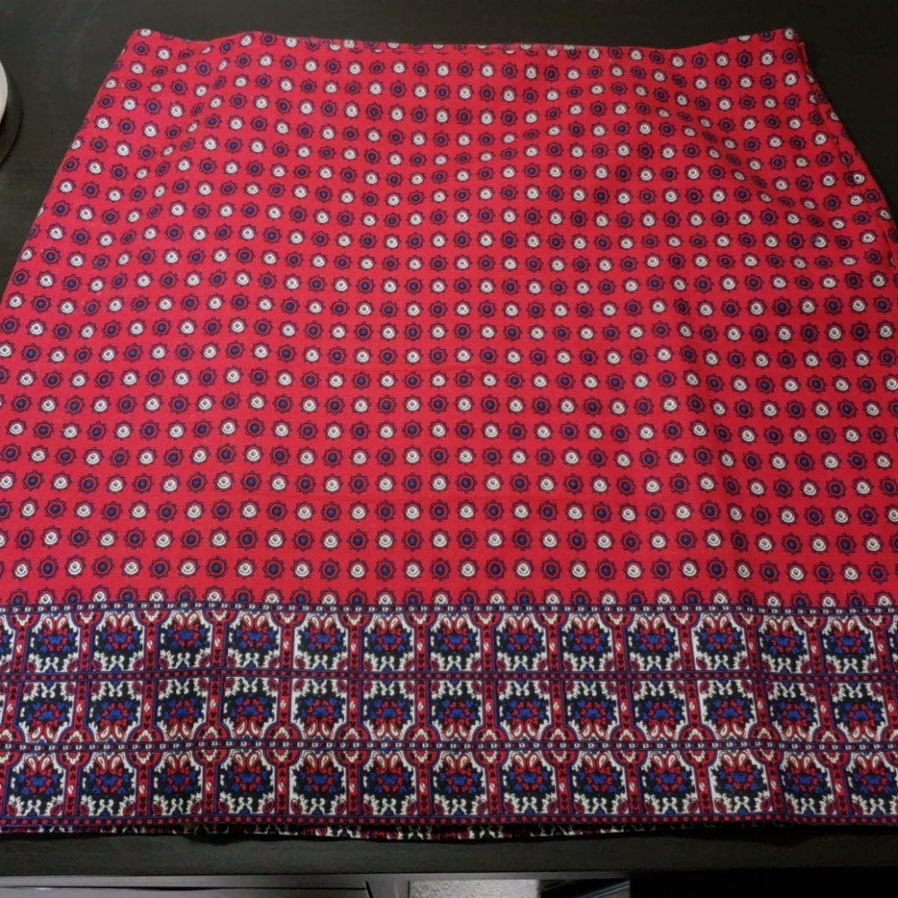 Talbots Red Print Skirt